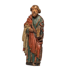 Saint apôtre en bois sculpté et polychromé, 17ème