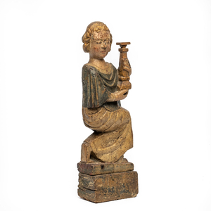 Sainte Barbe en bois sculpté et polychromé, 17ème