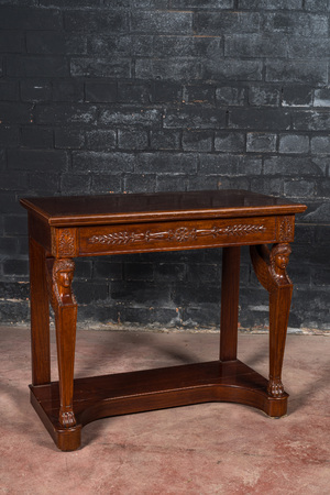 A French Directoire-style mahogany wall console, 19th C.