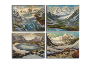 Albert Goethals (1885-1973): Quatre vues impressionnantes sur les glaciers tyroliens, huile sur toile, daté 1937