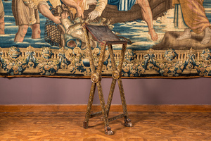 A rare possibly Venetian gilded wooden lectern, a so called: 'Leggio a forbice', 17th C.