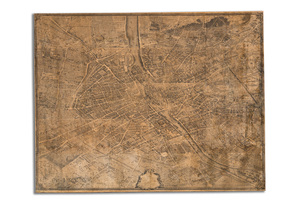 Michel Etienne Turgot (1690-1751): Plan de Paris, gravure sur papier, monté sur châssis en bois, ca. 1739