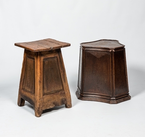 Two various wooden pedestals, 19th C.