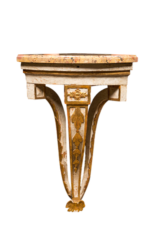 Console-encoignure de style néoclassique en partie dorée avec plateau en marbre, vers 1800