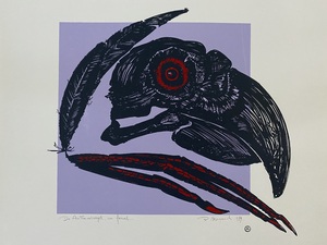 Rudy Meganck: 'Antracietvogel', zeefdruk, 1989